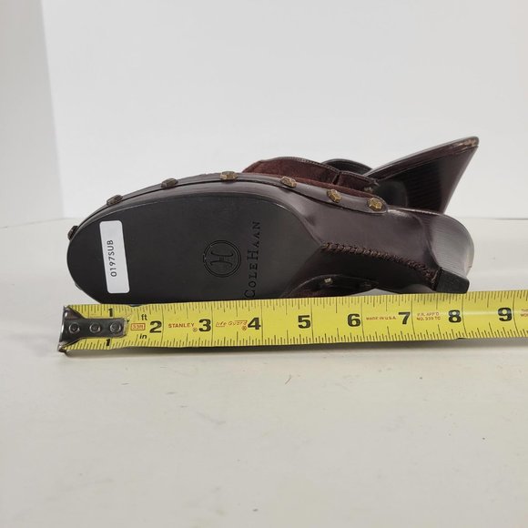 Cole Haan Brown Suede Studded Metal Details Mules Clogs Heels Women Size 8.5 - Picture 10 of 11